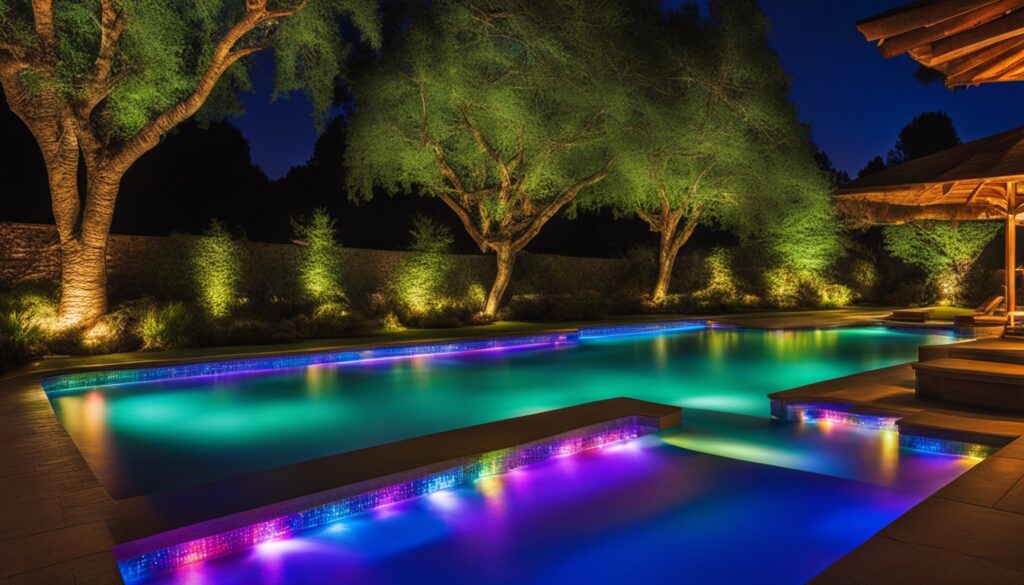 Luces LED sumergibles en piscina