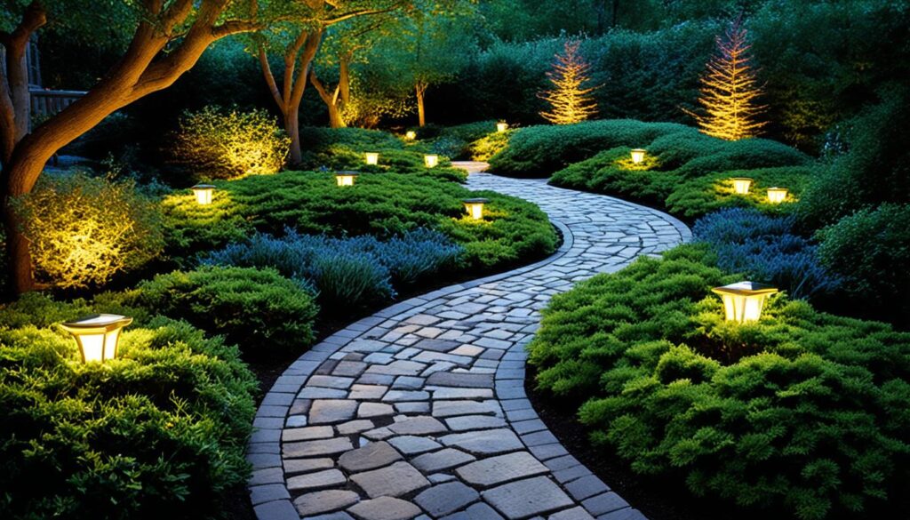 iluminación caminos y senderos jardín