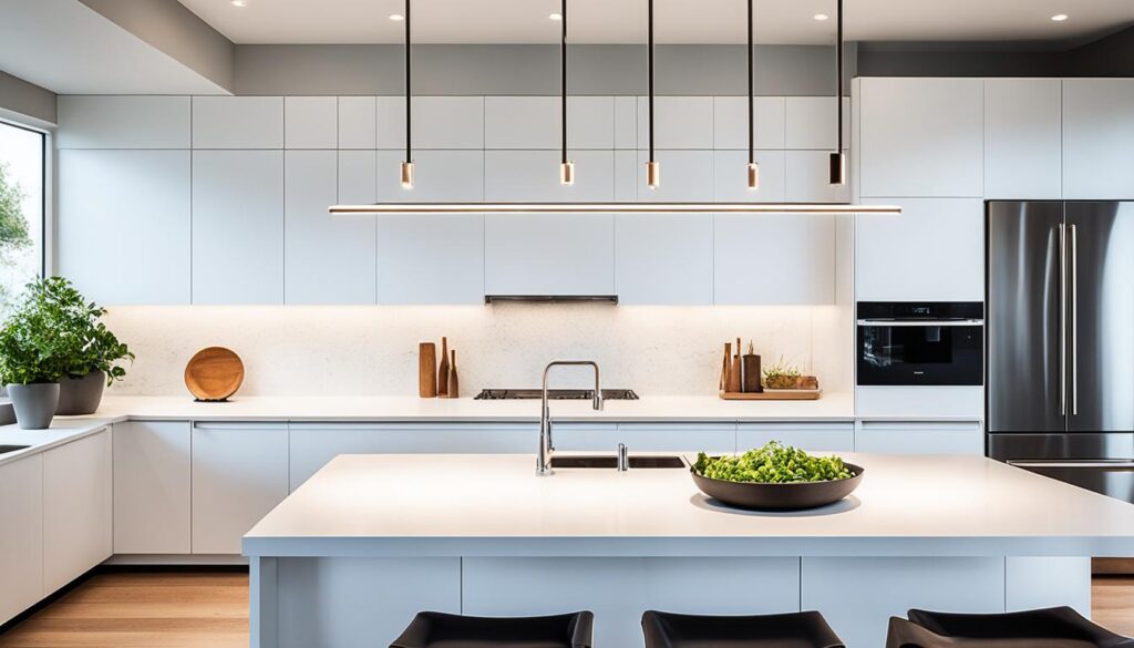 iluminación minimalista para cocinas