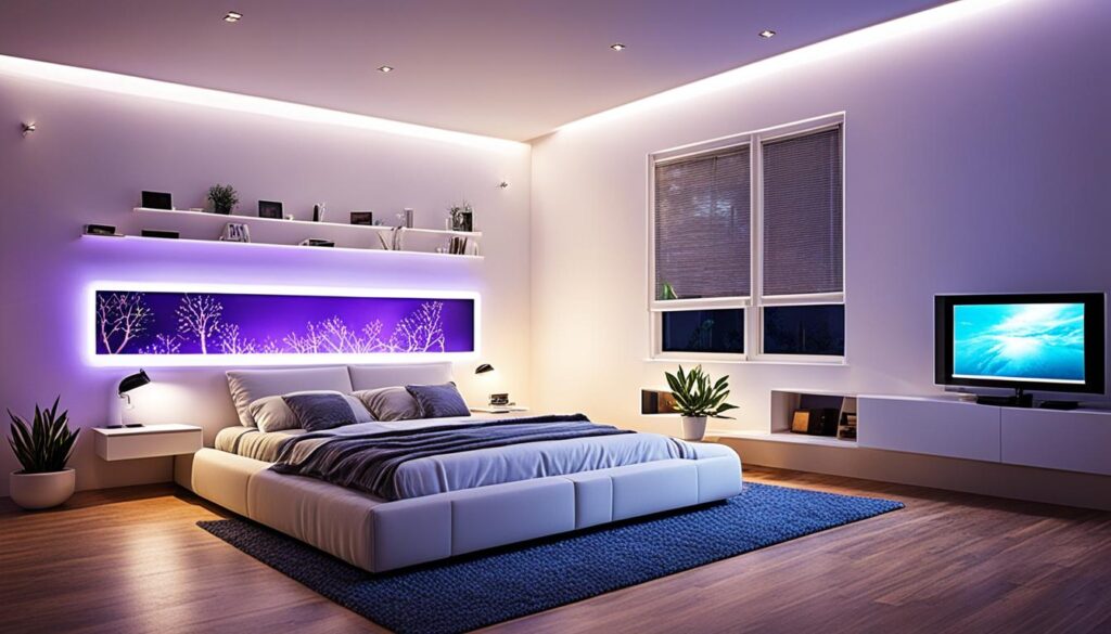 luces LED en el dormitorio