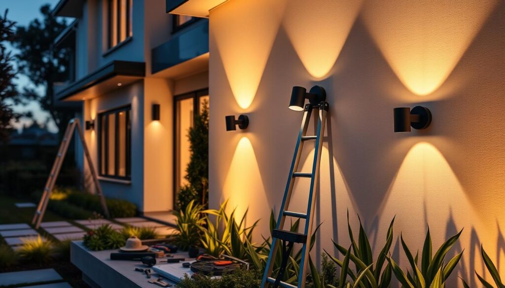 instalación de lámparas de pared exterior
