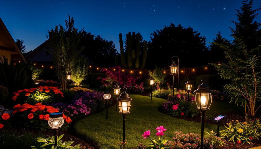 luces solares para jardín