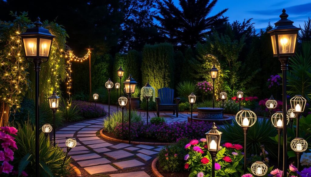 luces solares para jardín