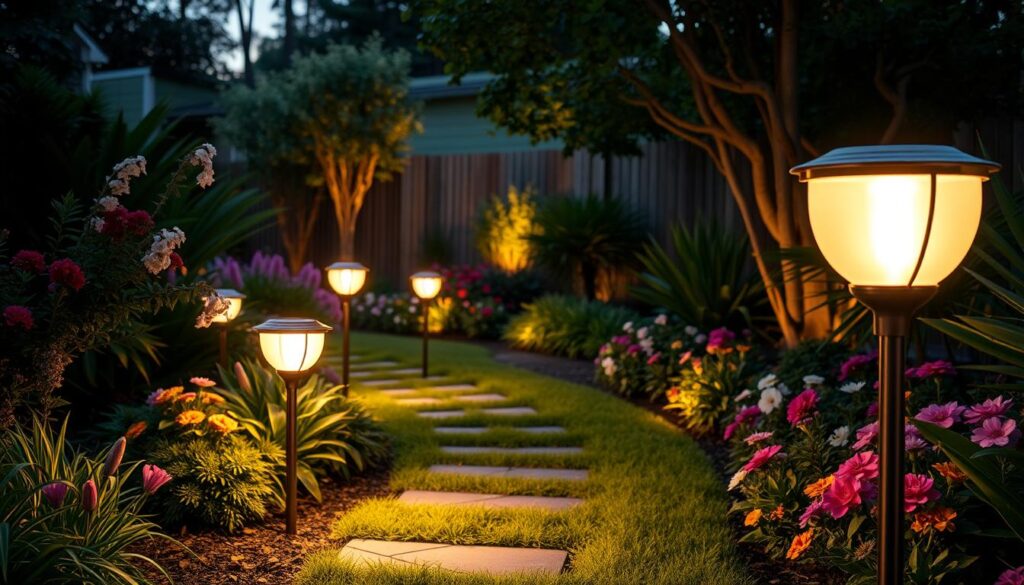 luces solares para jardín