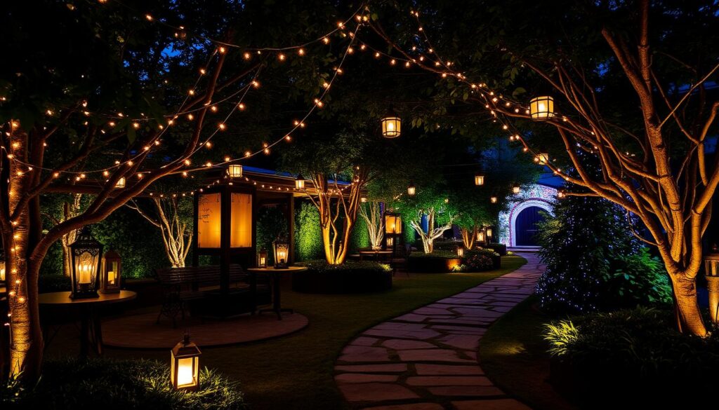iluminación exterior para jardines