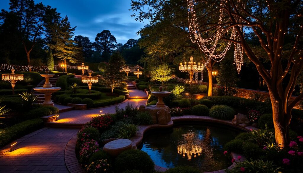 iluminación paisajística exterior