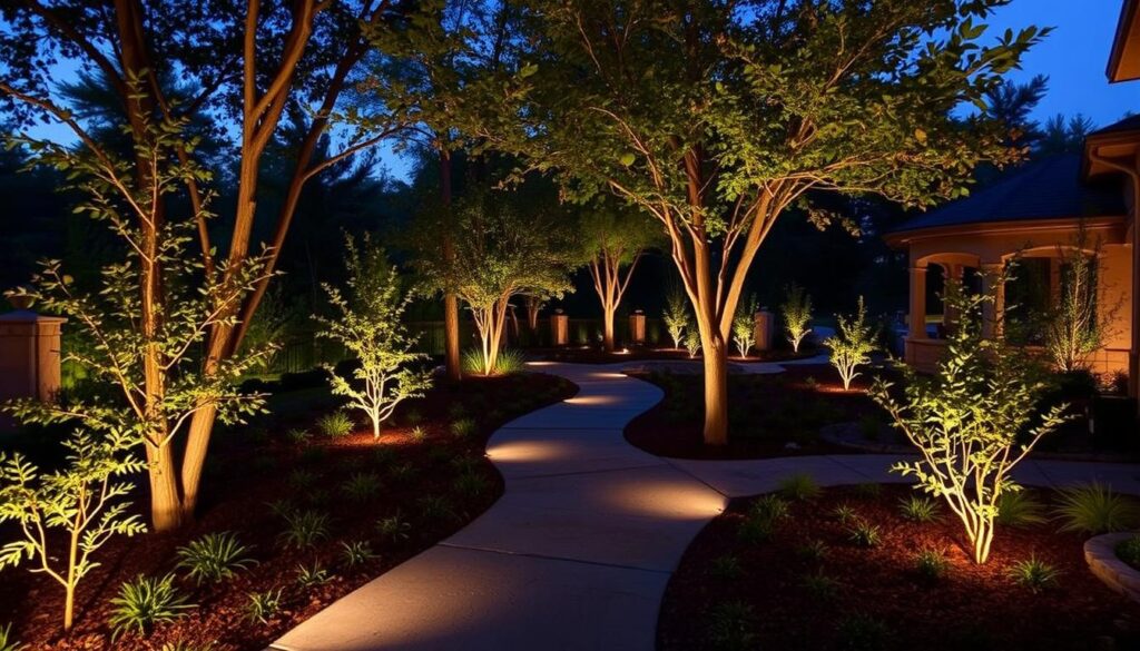iluminación paisajística exterior