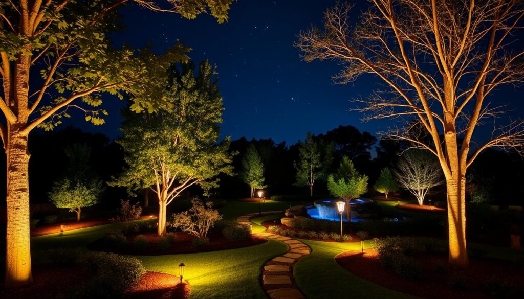iluminación paisajística exterior