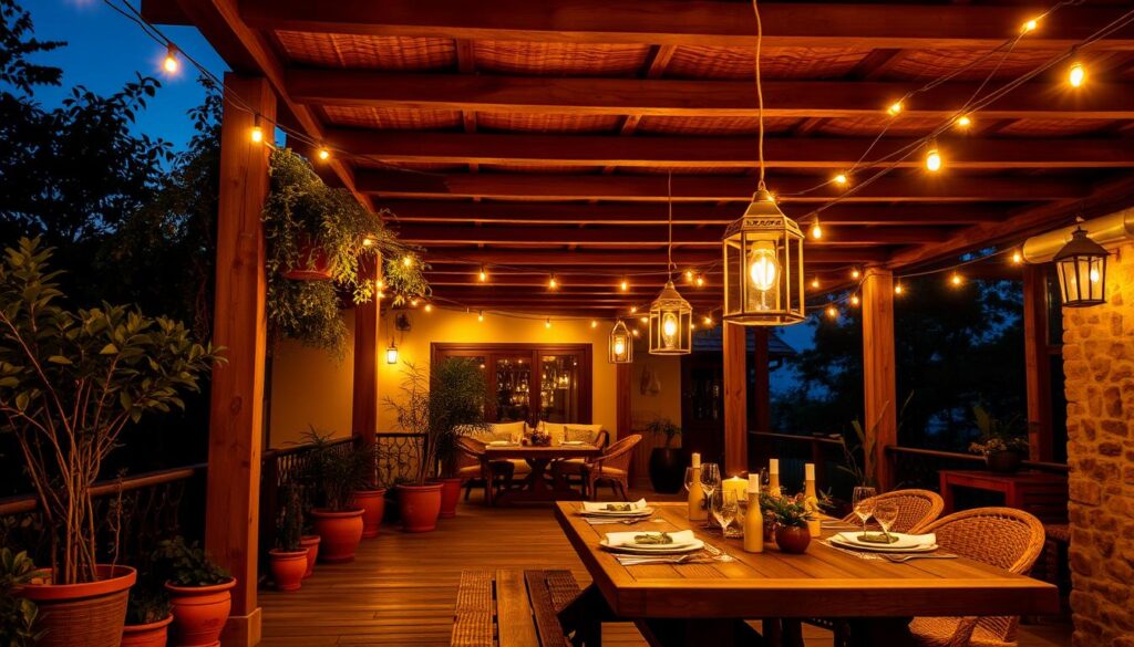 iluminación para terrazas rústicas