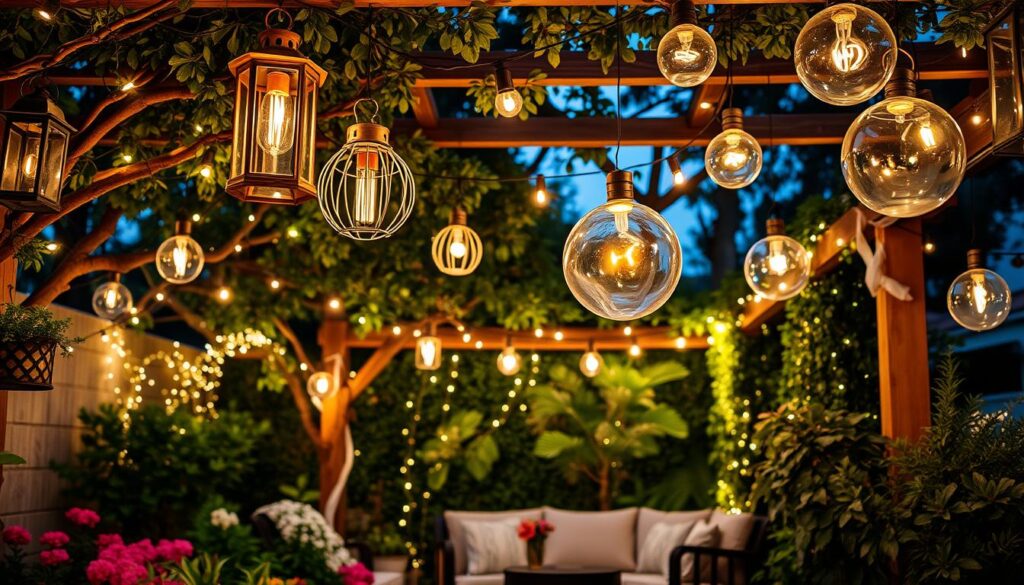 luces colgantes para jardín