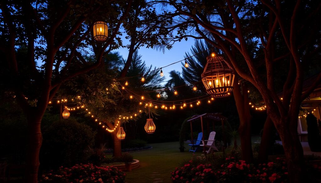 luces colgantes para jardín