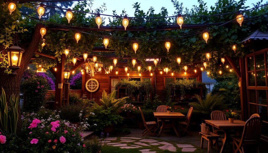 luces colgantes para jardín