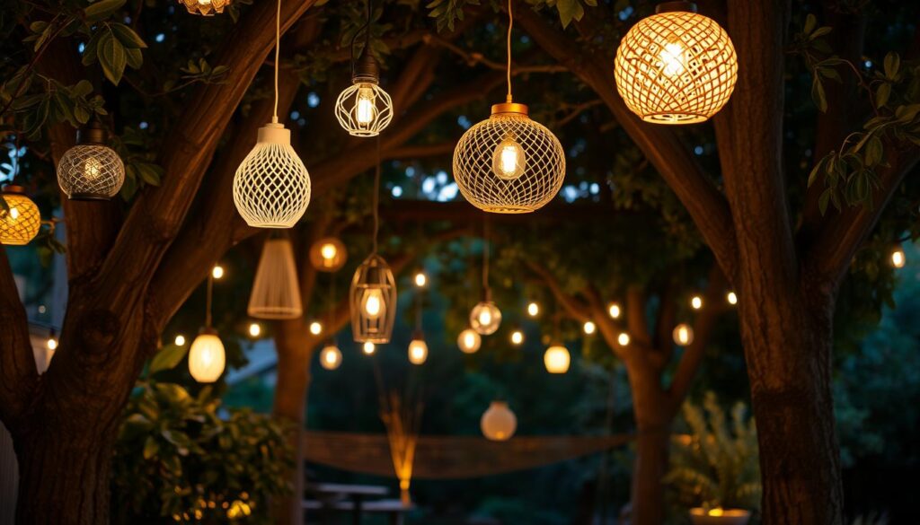 luces colgantes para jardín