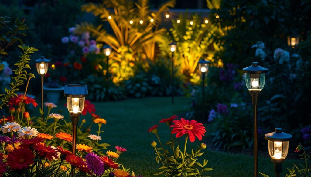 luces solares para jardín